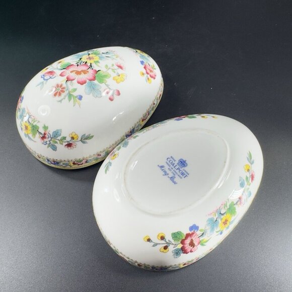 COALPORT MING ROSE Egg Shape Bone China Trinket Box England Floral Pattern VTG - Picture 8 of 16